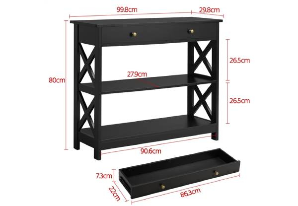 Wooden Console Table with Drawer & Two Open Shelves - Two Colours Available