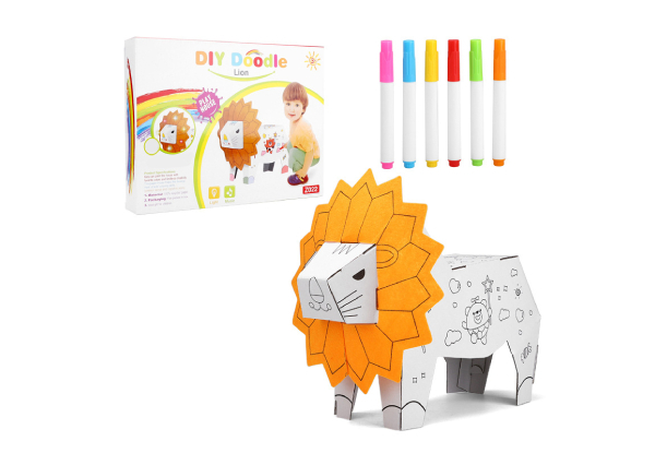Kids Indoor Cardboard Animal Colouring Kit - Three Options Available