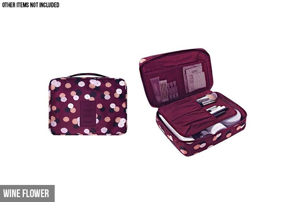 Two-Pack Floral Makeup Organiser Bags - Four Colours Available