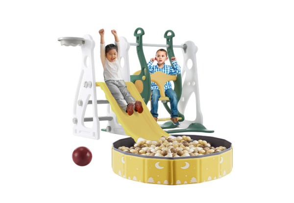 Five-in-One Kids Slide Swing Set with Ball Pool & Balls - Two Colours Available