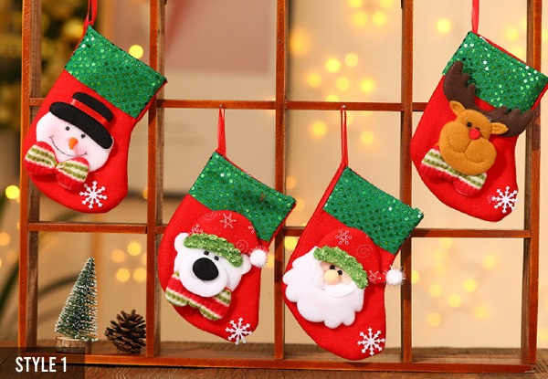 Four-Piece Christmas Stockings Classic Kit Decor - Available in Eight Styles & Three Sizes