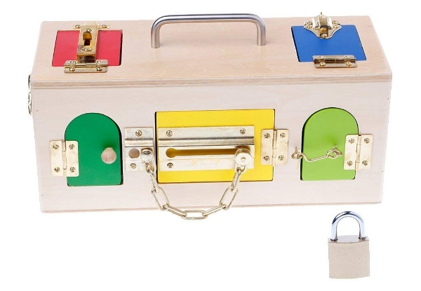 Kids Wooden Colourful Lock Box