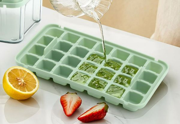 56-Grid Ice Cube Tray with Lid & Bin - Available in Two Colours & Option for Two-Pack