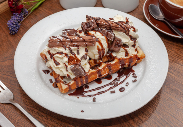 Two Fresh Belgian Waffles for Two People incl. Much Moore Ice Cream - Valid from 21st July