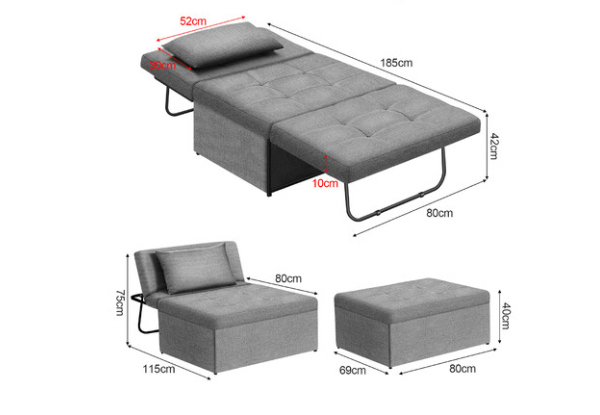 Four-in-One Single Sofa Bed with Adjustable Backrest