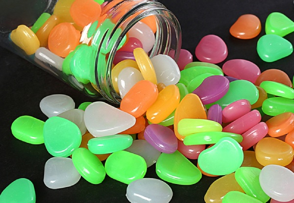 50-Pieces Outdoor Glow in the Dark Luminous Pebbles - Six Colours Available & Option for 100-Pieces