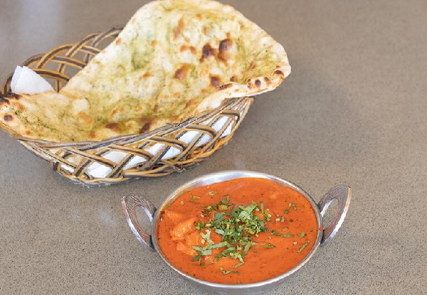 Two Curries with Shared Rice & Naan Bread for Two People - Valid for Dine-In Dinner - Option for Four