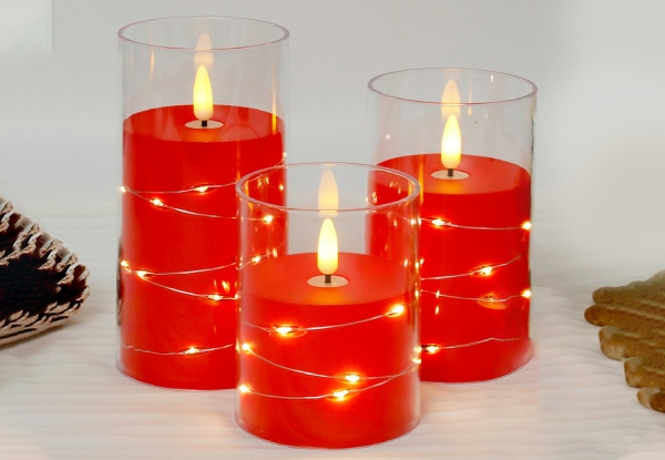 Three-Pieces Flameless LED Candle Lights Set - Available in Three Styles & Options for Two-Set