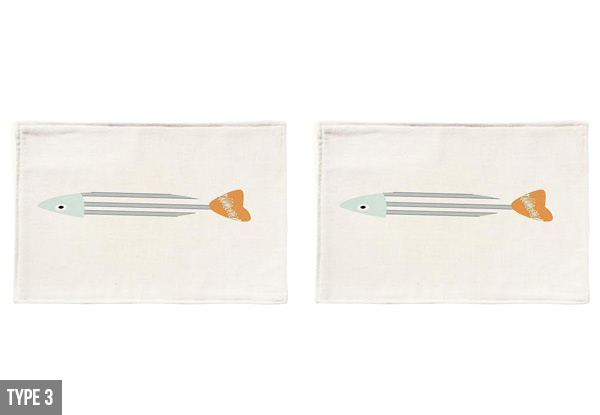 Set of Two Fish Printed Table Mats