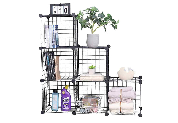 Six-Cube DIY Wire Storage Shelves - Two Colours Available