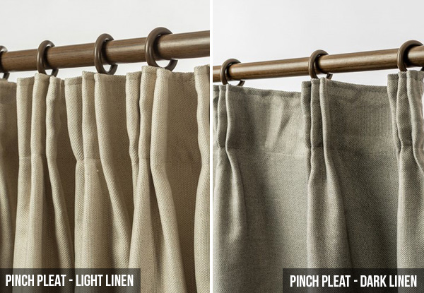 Blackout Linen Look Eyelet or Pinch Pleat Ready Made Curtains - Two Sizes & Range of Colours Available