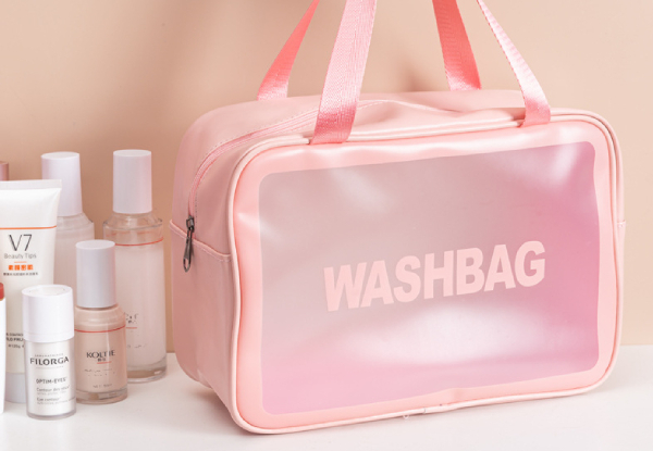Three-Piece Transparent Water-Resistant Cosmetic Bag Set - Three Colours Available