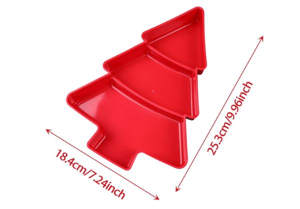 Christmas Tree Shaped Plate with Three Compartments - Four Colours Available