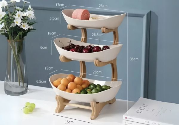 Two-Tier Fruit & Snack Bowl - Three Colours Available & Option for Three-Tiers