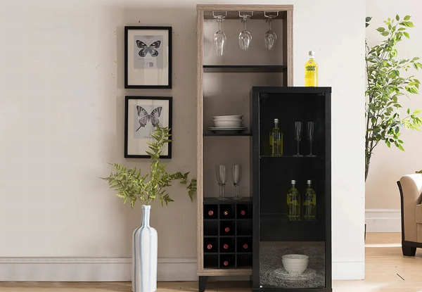 Two-Attached Finish Wine Cabinet