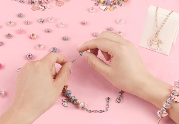 Kid's DIY Beaded Bracelet Making Kit with Jewelry Box - Two Colours Available