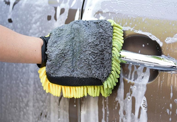 Set of Two Microfibre Two-in-One Car Wash Mitts