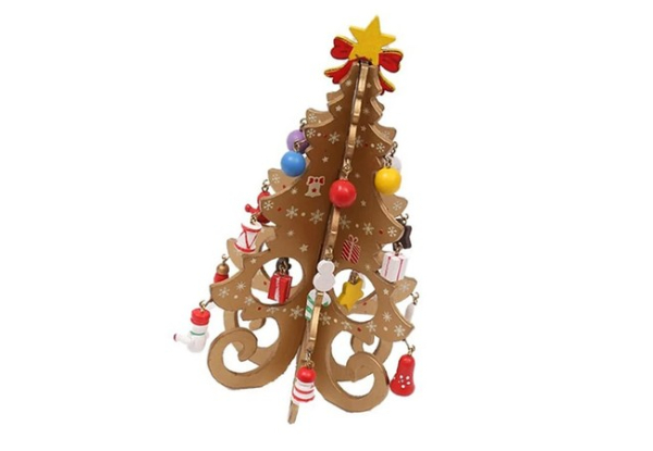 Six-Pieces 3D Wooden Christmas Tree Decoration - Three Colours Available