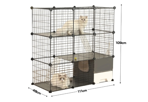 Three-Tier Petscene DIY Pet Large Enclosure Cage with Litter Box