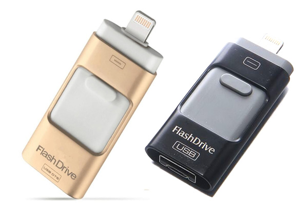Three-in-One Flash Drive incl. Lightning, USB & Micro USB - Three Sizes & Two Colours Available