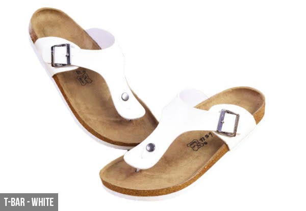 T-Bar or Double-Strap Sandals - Available in Black or White
