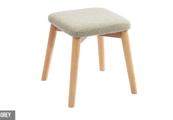 Square Linen Fabric Wooden Leg Stool - Two Colours Available