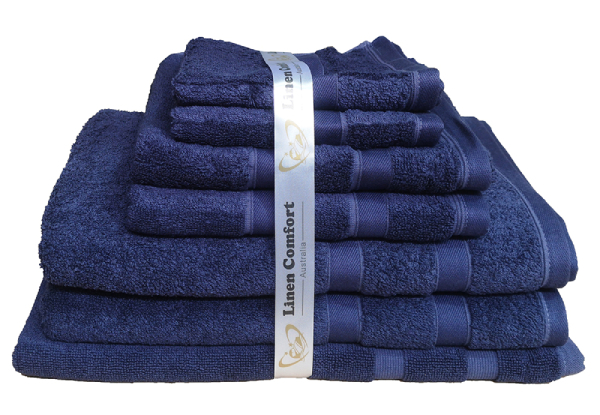 Seven-Piece 600GSM Bamboo Cotton Bath Towel Set - Four Colours Available