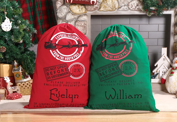 Personalised North Pole Gift Christmas Bag