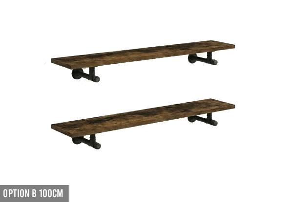 Two-Pack Industrial Floating Wall Shelves - Three Options Available