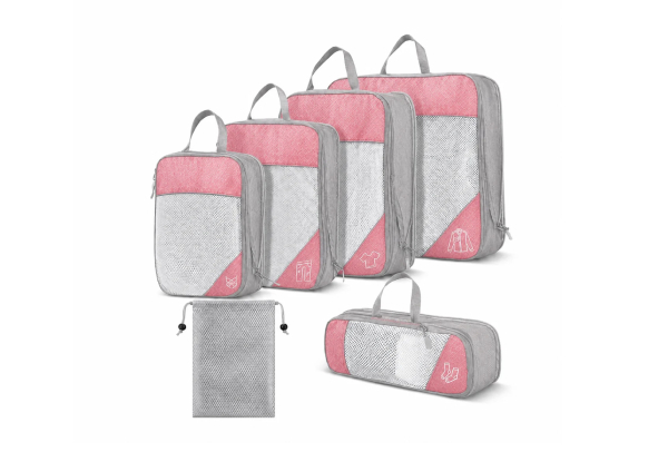 Six-Piece Compression Packing Cubes Travel Organiser Set - Available in Four Colours