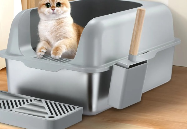 20L Stainless Steel XL Cat Litter Box with Filter Pedal - Two Colours Available