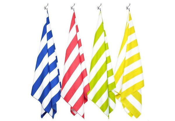Quick-Dry Striped Beach Towel - Two Sizes & Four Colours Available with Free Delivery