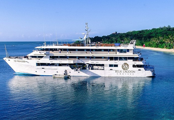 Per-Person Twin-Share Three-Night Blue Lagoon Cruise to the Spectacular Mamanuca & Yasawa Islands incl. Pre-Cruise Transfer, All Meals & Return Flights from Auckland to Nadi on Fiji Airways
