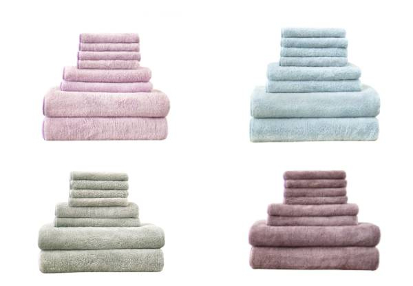 Microfibre Eight-Piece Towel Set - Seven Colours Available