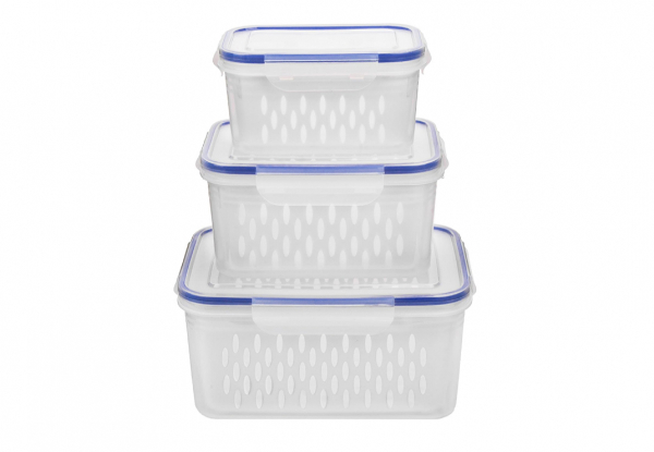 Three-Piece Fridge Food Container Set with Lid - Two Colours Available