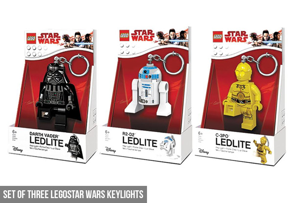 Set of Three LegoStar Wars or DC Super Hero Keylights - Assorted Characters