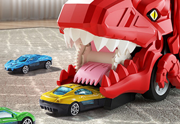 Dinosaur Truck Car Carrier with Six Pull Back Toy Set - Two Colours Available