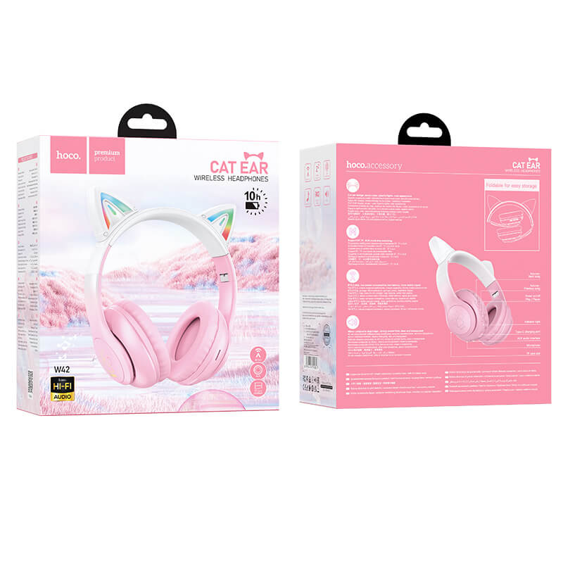 Hoco LED Cat Ear Headphones Pink