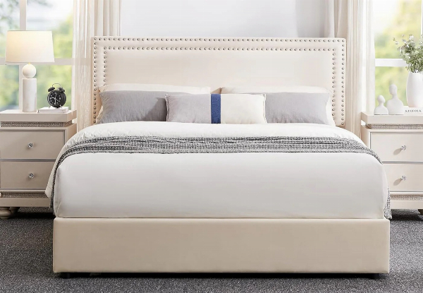 Ambria Linen Beige Queen Bed Frame