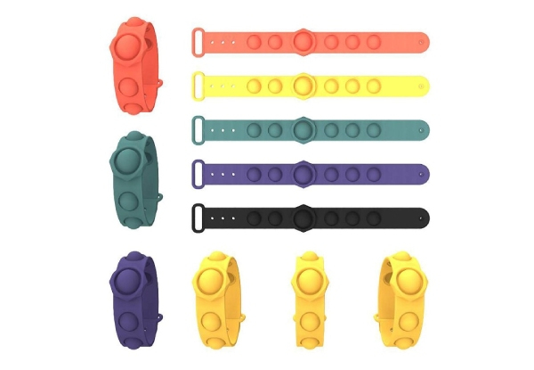 Two-Pack of Fidget Pop-it Bracelet - Five Colours Available & Options for a Four-Pack or Six-Pack