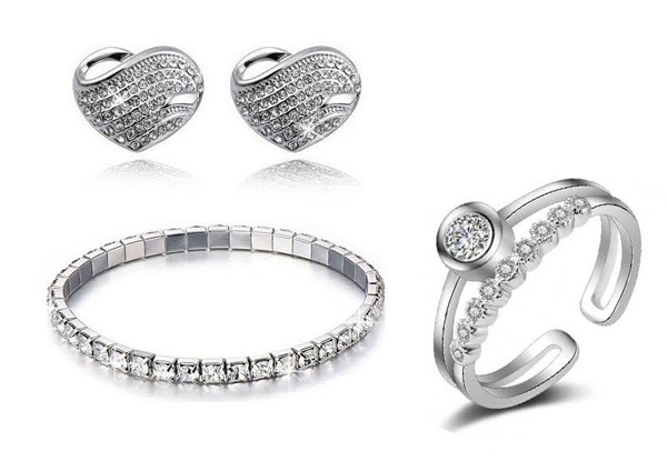 Three-Piece Jewellery Set incl. Earrings, Ring & Bracelet with Free Delivery
