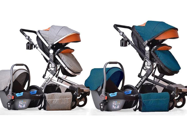 Three-In-One Baby Stroller with Bassinet & Infant Capsule - Two Colours Available