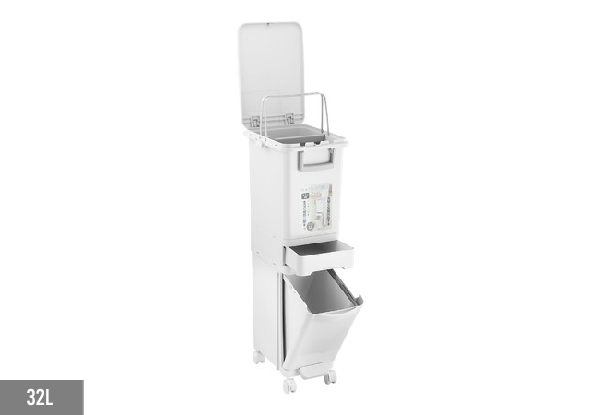 Three-Tier Rubbish Bin with Wheels - Available in Two Sizes