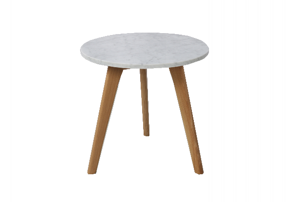 Copenhagen Round Marble Side Table in Solid Oak