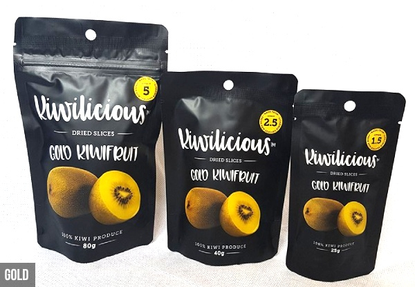 Kiwilicious Dried Kiwi Fruit 10 x 80g Pouches - Options for Green or Gold Kiwi, & for 1kg Bag