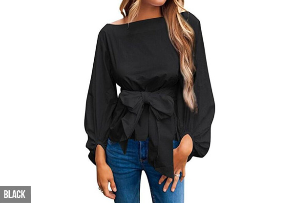 Tie Front Boat Neck Top - Four Colours & Four Sizes Available with Free Delivery