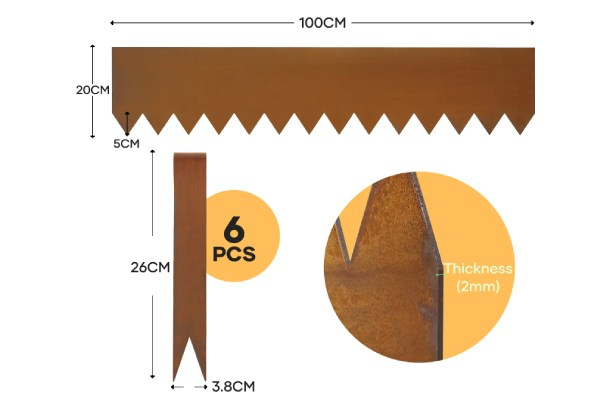 Six-Piece CorTen Steel Garden Edging Set