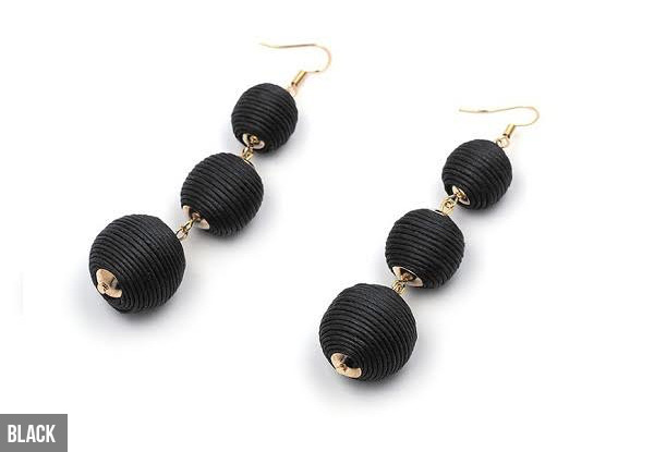 Pom Pom Drop Earrings - Five Colours Available with Free Delivery