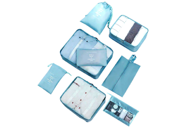 Nine-Piece Travel Organiser Storage Bags - Five Colours Available