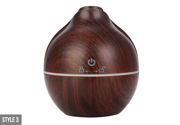 Aromatherapy Diffuser with LED Light - Four Styles Available with Free Delivery